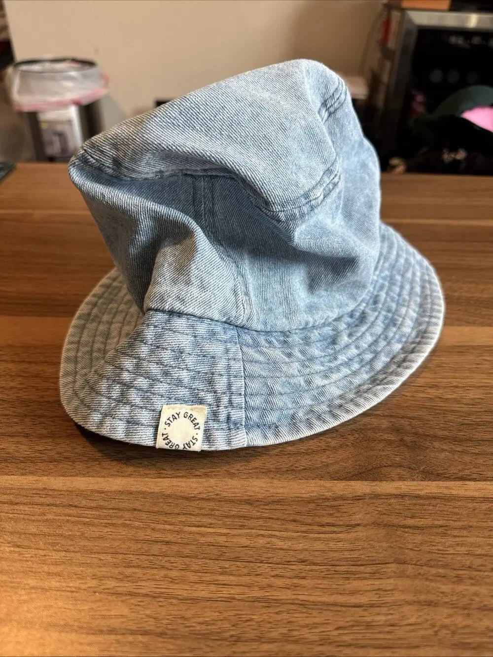Zara Kids Unisex Washed Denim Cotton Lightweight Summer Bucket Hat Blue
